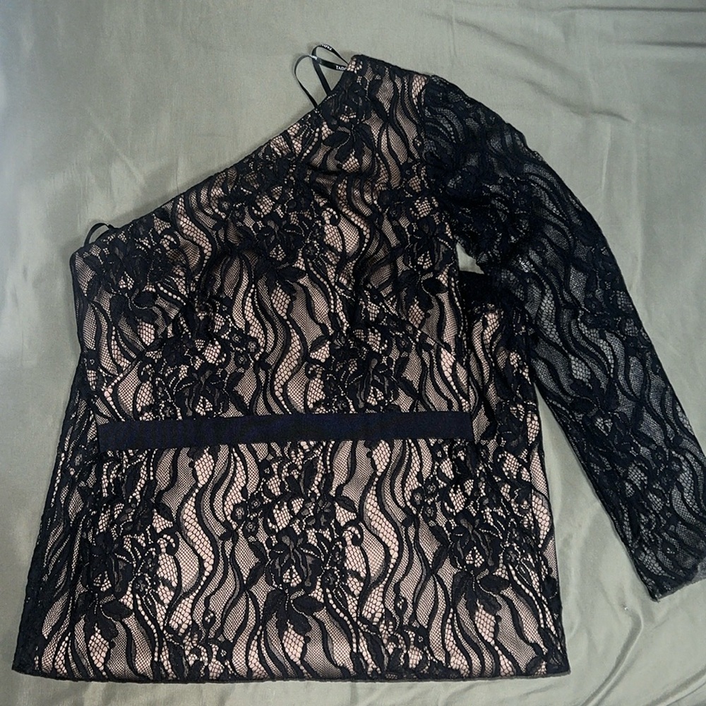Tadashi Shoji Barcelo Sheath One Shoulder Lace Dress size 10